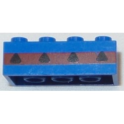 LEGO 3001p02 Brick 2 x 4 with Red Stripe and 4 Black Windows Pattern