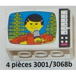 LEGO 2x 3001 Brick 2 x 4 + 2 3068b Tile 2 x 2 (with sticker n°)