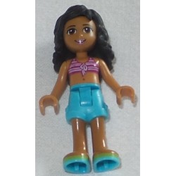 LEGO frnd039 Friends Kate - Medium Azure Shorts, Striped Bikini Top