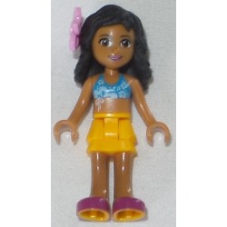 LEGO frnd103 Friends Kate - Bright Light Orange Layered Skirt, Dark Azure Bikini Top, Flower