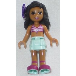 LEGO frnd057 Friends Kate - Light Aqua Layered Skirt, Magenta Bikini Top, Dark Purple Flower