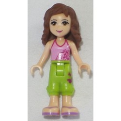 LEGO frnd048 Friends Olivia (Light Nougat) - Lime Cropped Trousers, Bright Pink Top