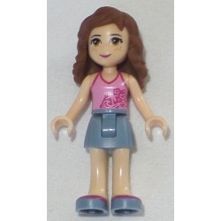 LEGO frnd079 Friends Olivia (Light Nougat) - Sand Blue Skirt, Bright Pink Top with Magenta Trim