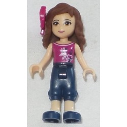 LEGO frnd105 Friends Olivia (Light Nougat) - Dark Blue Cropped Trousers, Magenta Top, Magenta Bow