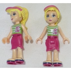 LEGO frnd058 Friends Stephanie - Magenta Wrap Skirt, Green Top with White Stripes, Hair with Visor