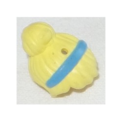 LEGO 15673bd01 Minifig Hair Female with Top Knot Bun and Medium Blue Hair Band Pattern, Hole on Top