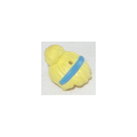 LEGO 15673 Minifig Hair Female with Top Knot Bun and Medium Blue Hair Band Pattern, Hole on Top