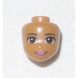 LEGO 12760 Minidoll Head with Brown Eyes, Eyelashes, Bright Pink Lips and Open Mouth