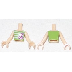 LEGO 92456bd032c01 Minidoll Torso Lime Top with White Stripes and Magenta Dolphin, Light Nougat Arms with Hands