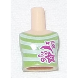 LEGO 92456bd032c01 Minidoll Torso Lime Top with White Stripes and Magenta Dolphin, without Arms  and Hands