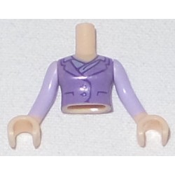 LEGO 92816bd031c01 Minidoll Torso Woman Medium Lavender Vest, Buttons over Lavender Shirt, Collar Pattern, Lavender Long Sleeves