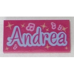 LEGO 87079bd0050 Tile 2 x 4 with 'Andrea' and Music Notes Pattern