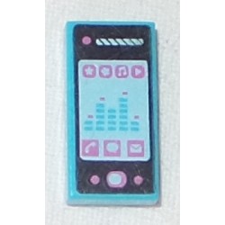 LEGO 3069bbd0279 Tile 1 x 2 with Smartphone, Mail, Speech Bubble, Star, Flower, Note, Play Button and Sound Level Pattern