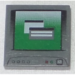 LEGO 3068bbd0058 Tile 2 x 2 with Groove with Computer Monitor with White Circle and Line Power Switch Pattern