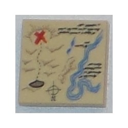 LEGO 3068bpx142 Tile 2 x 2 with Map, Handwriting, River, and Red X Pattern