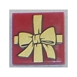 LEGO 3068bbd0786 Tile 2 x 2 with Present Gift with Gold Ribbon with Bow Pattern