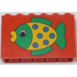 LEGO 6213px6 Brick 2 x 6 x 3 with Green and Yellow Fish Pattern