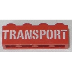 LEGO 3010pt6 Brick 1 x 4 with White TRANSPORT Stencil Pattern