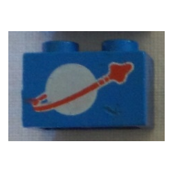 LEGO 3004p90 Brick 1 x 2 with Classic Space Logo Pattern (lower quality)