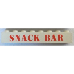 LEGO 3008px13 Brick 1 x 8 with SNACK BAR Red Pattern