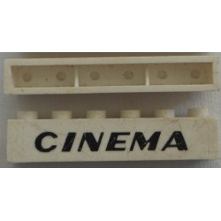LEGO crssprt02bd77 Brick 1 x 6 without Bottom Tubes with Cross Side Supports with Black 'CINEMA' Slanted Thick (3009)