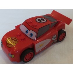 LEGO crs074 Lightning McQueen - Rust-eze Hood, Red and White Sides, Dark Bluish Gray 1 x 4 Plates