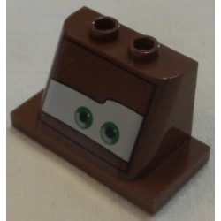 LEGO 93598bd04 Windscreen 2 x 3 x 2 with 2 x 4 Base with Green Eyes Looking Left on White Background Pattern