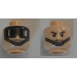 LEGO 3626cbd0680 Minifig Head with Sided Dark Bluish Gray Chin Strap Goggles with White Reflections Neutral