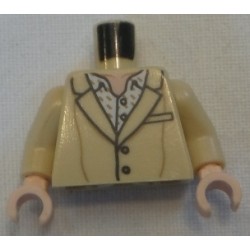 LEGO 973bd2332c01 Minifig Torso Torso Suit with Buttons and White Open Collar Shirt with Dark Tan Marks