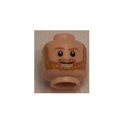 LEGO 3626cbd2343 Minifig Head with Dual Sided Medium Nougat Eyebrows and Beard with Yellow Highlights, Smile / Fierce