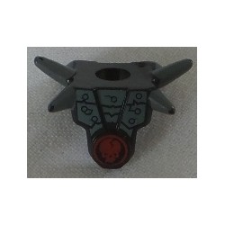 LEGO 93056bd01 Minifig Neckwear Armour Breastplate with Shoulder Spikes Dark Bluish Gray and Ninjago Cracked Red Skull Print