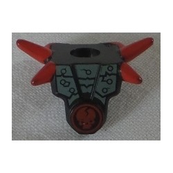 LEGO 93056bd04 Minifig Neckwear Armour Breastplate with Shoulder Spikes Red and Ninjago Cracked Red Skull Print