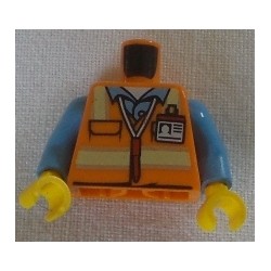 LEGO 973bd2014c01 Minifig Torso with Reflective Stripes over Medium Blue Shirt, ID Badge, Red Pen Around Neck