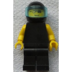 LEGO pln011 Plain Black Torso with Yellow Arms, Black Legs, Sunglasses, Black Helmet, Trans-Light Blue Visor