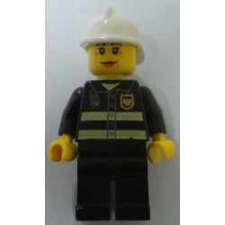LEGO cty0120 Fire - Reflective Stripes, Black Legs, White Fire Helmet, Female