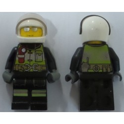 LEGO cty0972 Fire - Reflective Stripes, Black Suit, White Helmet, Silver Sunglasses
