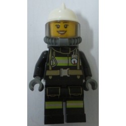 LEGO cty0629 Fire - Reflective Stripes, Utility Belt, Fire Helmet, Breathing Neck Gear, Air Tanks, Visor, Lips Open Mouth Smile