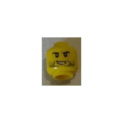 LEGO 3626cbd1330 Minifigure Head Beard Stubble, Black Eyebrows, Scar on Right Eyebrow, Open Mouth with Teeth