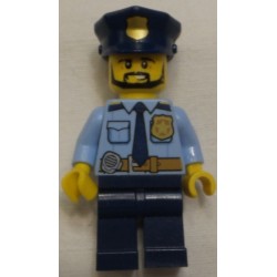 LEGO cty0708 Police - City Shirt with DkBlue Tie and Gold Badge, DkTan Belt, Radio, Police Hat with Gold Badge