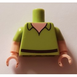 LEGO 973bd2323c01 Minifig Torso with  Open Collar, Light Nougat Neck, Dark Brown Belt