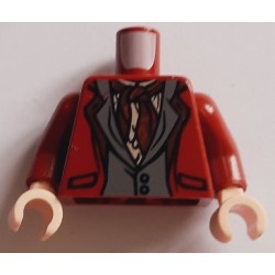 LEGO 973bd4036c01 Minifig Torso with Jacket over Dark Bluish Gray Vest, Tan Shirt and Dark Red Scarf