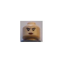 LEGO 3626cbd2860 Minifig Head Dual Sided Female, Medium Nougat Eyebrows, Peach Lips, Smile / Scowl