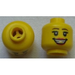 LEGO 3626bbd0694 Minifigure Head Dual Sided Cheek Lines, Baggy Eyes / Frown with Black Mask