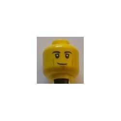 LEGO 3626cbd2385 Minifigure Head Black Eyebrows, Upper Eyelids, Cheek Lines, Chin Dimple, Lopsided Grin