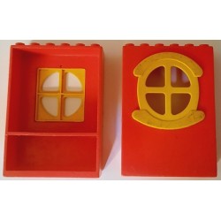 LEGO x635c02 Fabuland Building Wall 2 x 6 x 7 with Yellow Round Symmetric Window