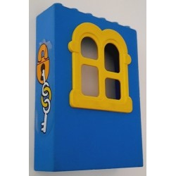 LEGO 3980c02 x637c02 Fabuland Building Wall 2 x 6 x 7 with Yellow Squared Window (with sticker)