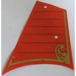 LEGO 21763bd01a Sail 21763b (Left or Right) Red with Dark Red Lines and Gold Trim and Wave