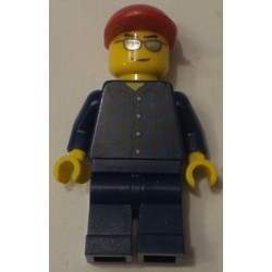 LEGO cty0163 Plaid Button Shirt, Dark Blue Legs, Red Short Bill Cap, Silver Sunglasses