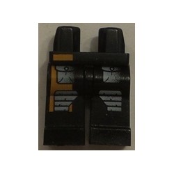 LEGO 970caz Minifig Hips and Legs Assembly with Orange Stripe and Gray Pockets Pattern