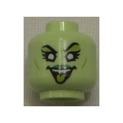 LEGO 3626cbd2778 Minifig Head Alien Female Banshee with Green Lips, White Eyes, Lime Tongue, Eye Shadow